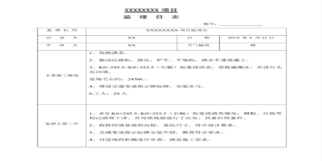 监理日志基本内容